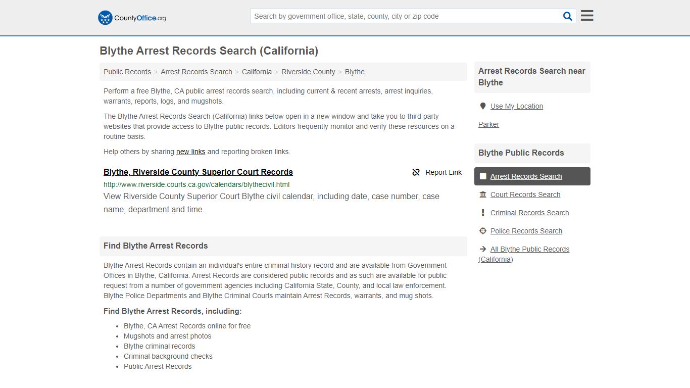Arrest Records Search - Blythe, CA (Arrests & Mugshots) - County Office