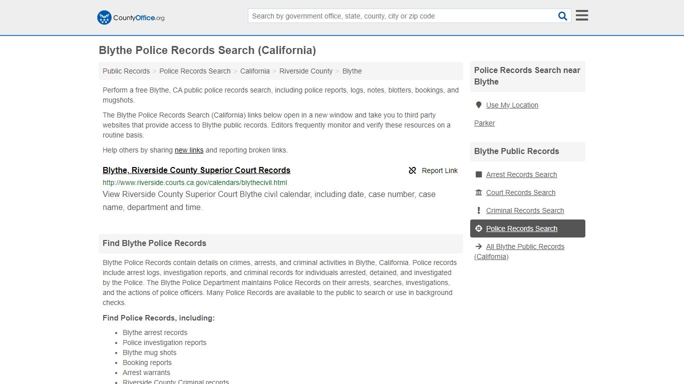 Police Records Search - Blythe, CA (Accidents & Arrest Records)