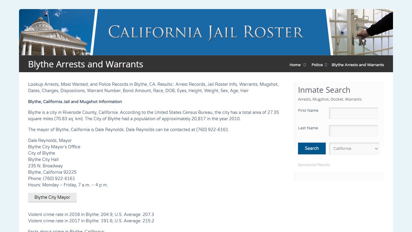 Blythe Arrests and Warrants | Jail Roster Search