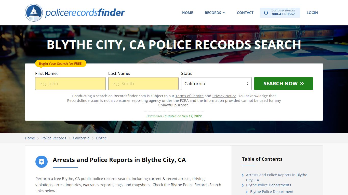 Blythe, Riverside County, CA Police Reports & Police Department Records